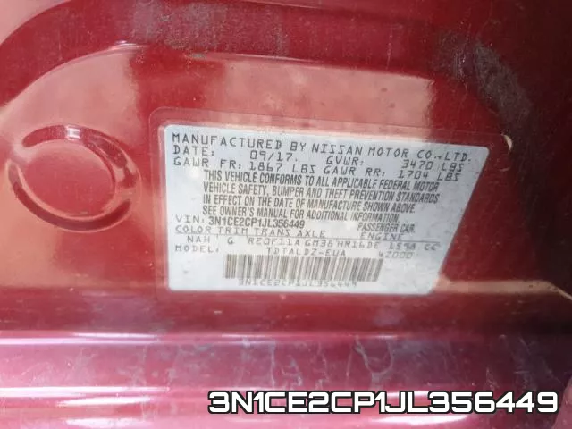 3N1CE2CP1JL356449 фото 2