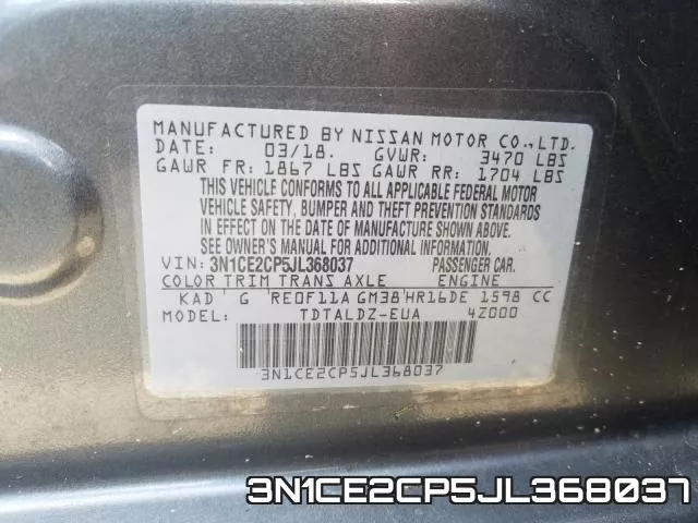 3N1CE2CP5JL368037 фото 2