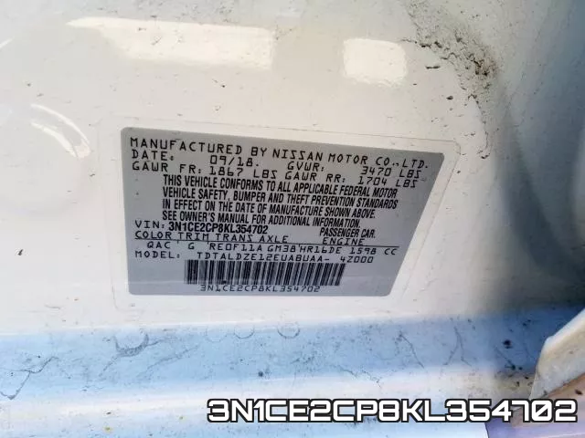 3N1CE2CP8KL354702 фото 2
