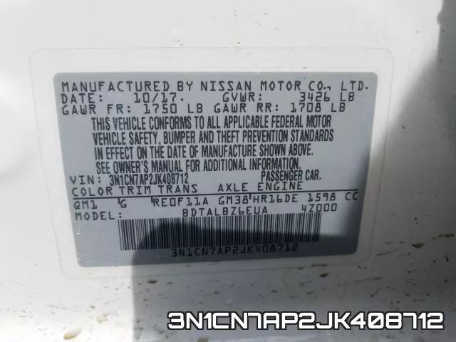 3N1CN7AP2JK408712 фото 2