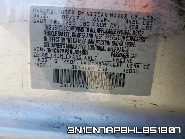 3N1CN7AP8HL851807 фото 2