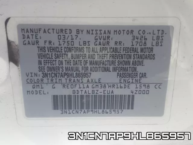 3N1CN7AP9HL865957 фото 2
