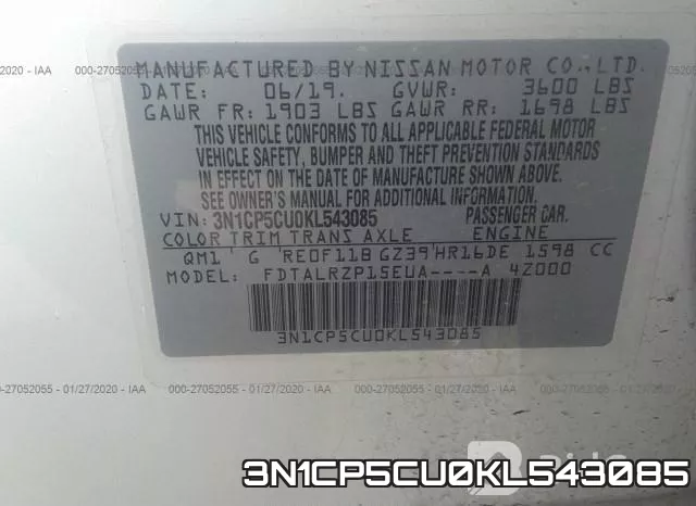 3N1CP5CU0KL543085 фото 10