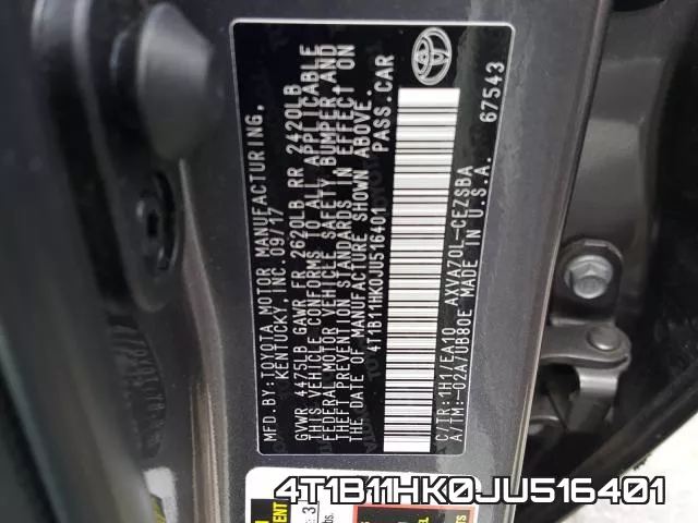 4T1B11HK0JU516401 фото 2