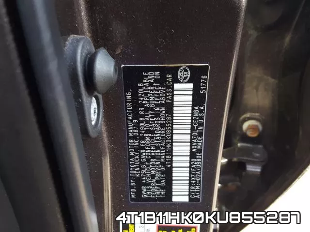 4T1B11HK0KU855287 фото 2