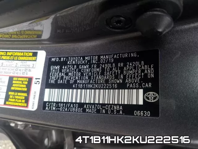 4T1B11HK2KU222516 фото 2