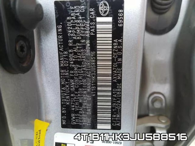 4T1B11HK3JU588516 фото 2