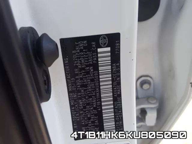 4T1B11HK6KU805090 фото 2
