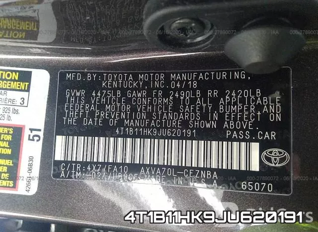 4T1B11HK9JU620191 фото 10