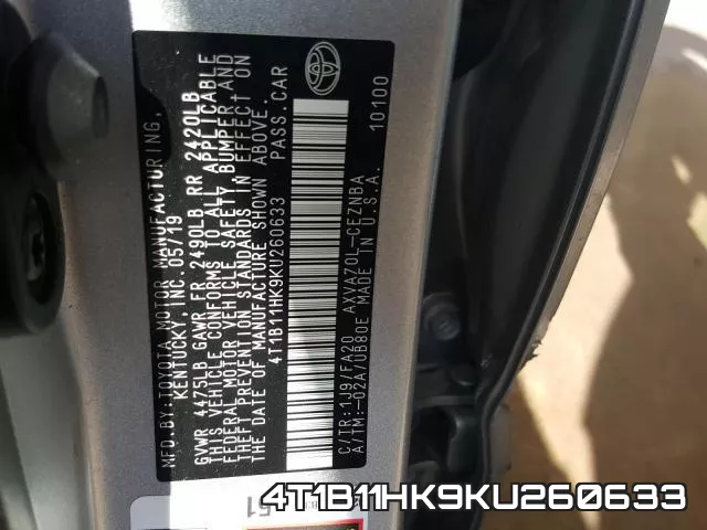4T1B11HK9KU260633 фото 2