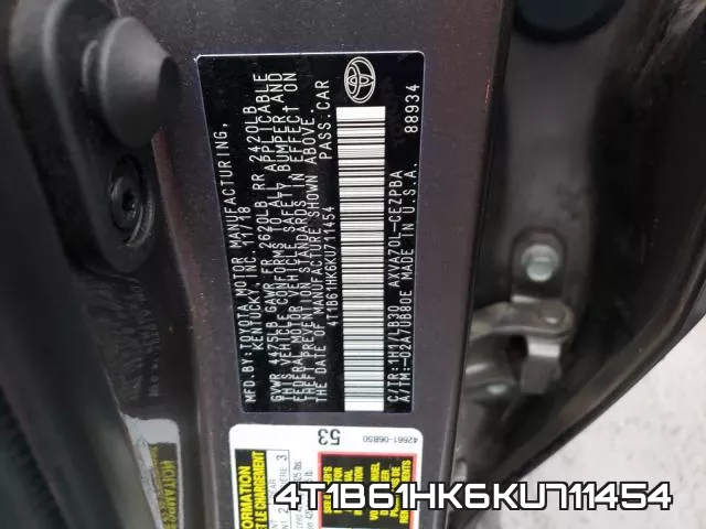 4T1B61HK6KU711454 фото 2
