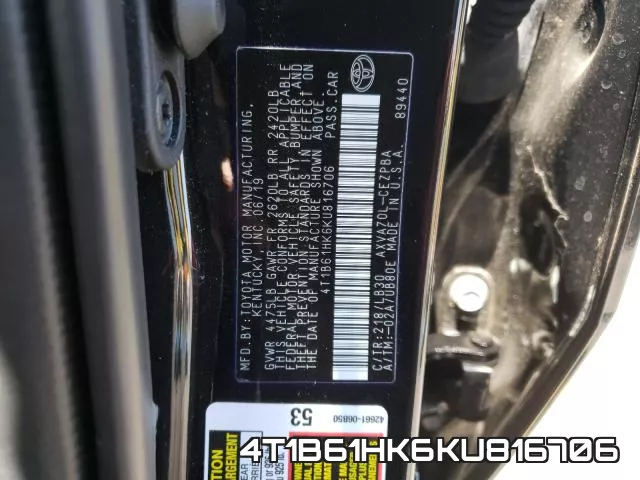 4T1B61HK6KU816706 фото 2