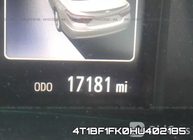 4T1BF1FK0HU402185 фото 8