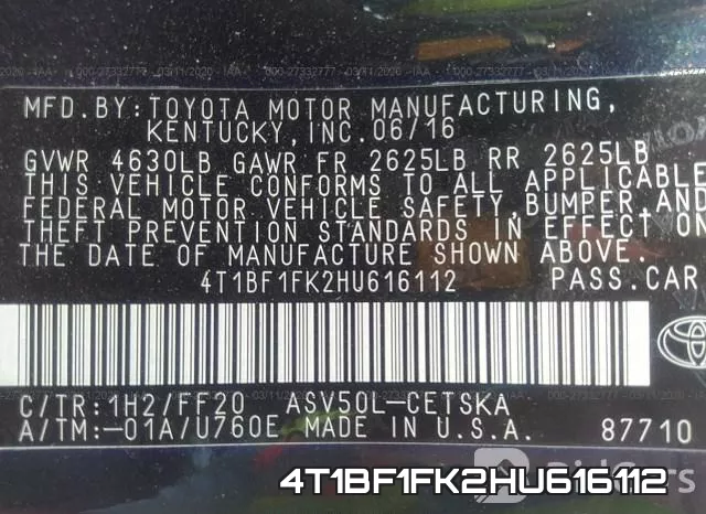 4T1BF1FK2HU616112 фото 10