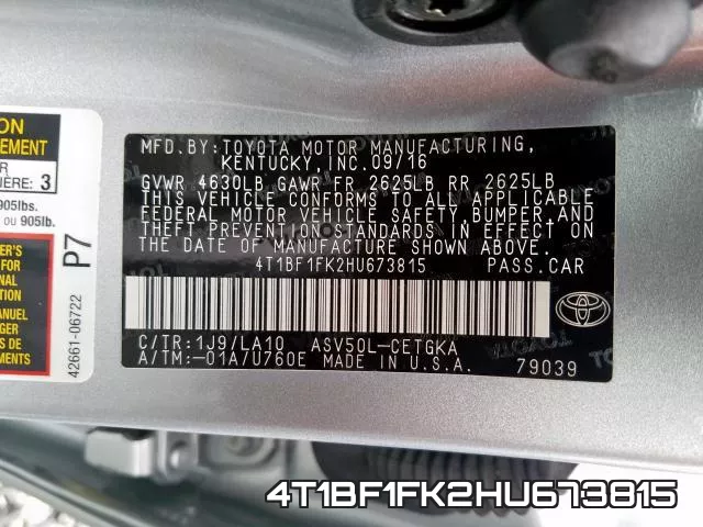 4T1BF1FK2HU673815 фото 2