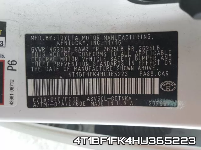 4T1BF1FK4HU365223 фото 2