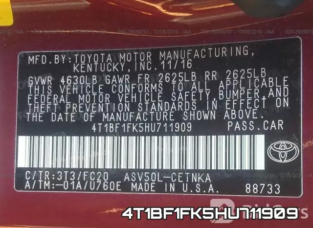 4T1BF1FK5HU711909 фото 10