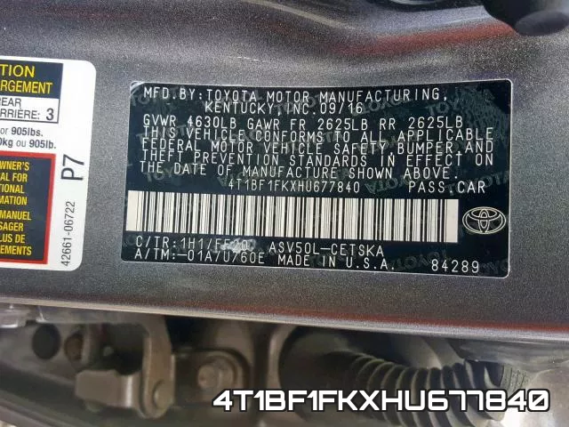 4T1BF1FKXHU677840 фото 2