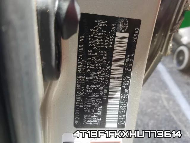4T1BF1FKXHU773614 фото 2