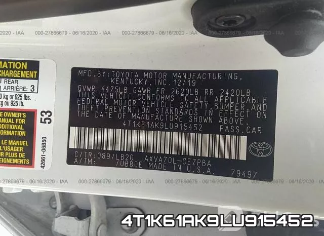 4T1K61AK9LU915452 фото 10