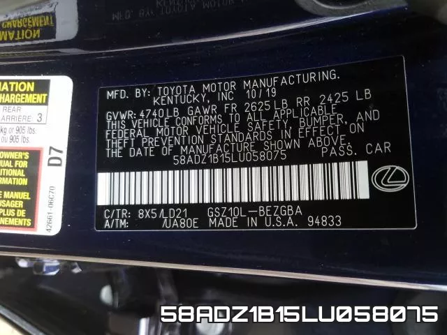 58ADZ1B15LU058075 фото 2