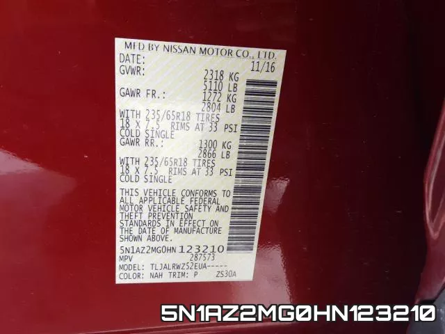 5N1AZ2MG0HN123210 фото 2