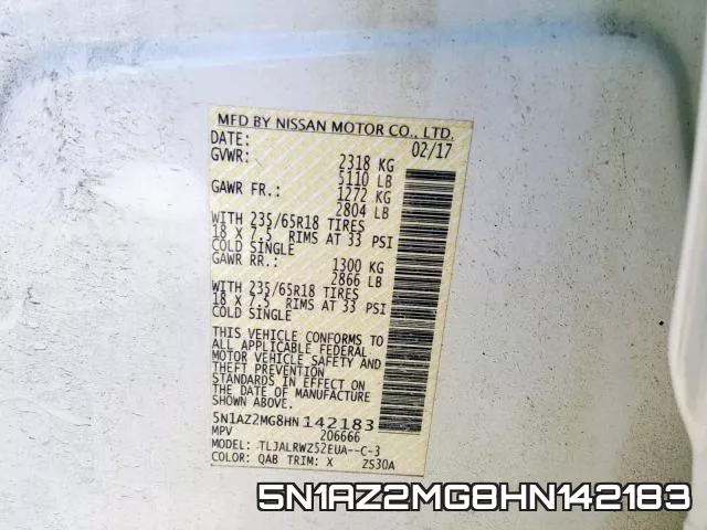 5N1AZ2MG8HN142183 фото 2