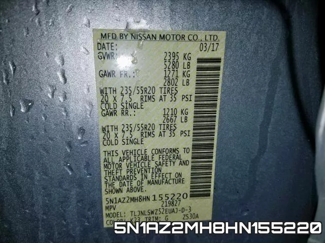 5N1AZ2MH8HN155220 фото 2