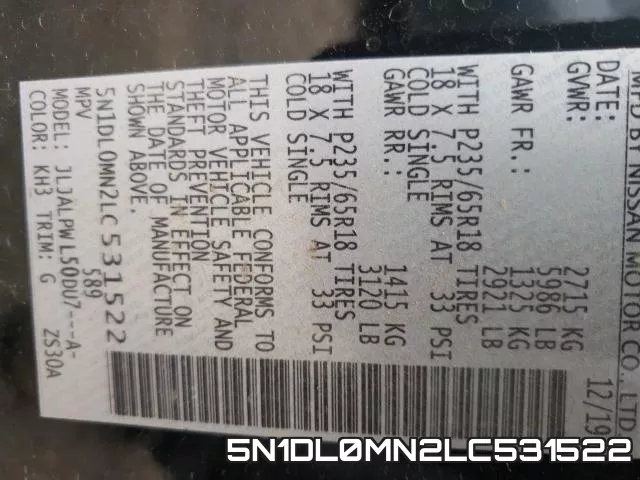 5N1DL0MN2LC531522 фото 2