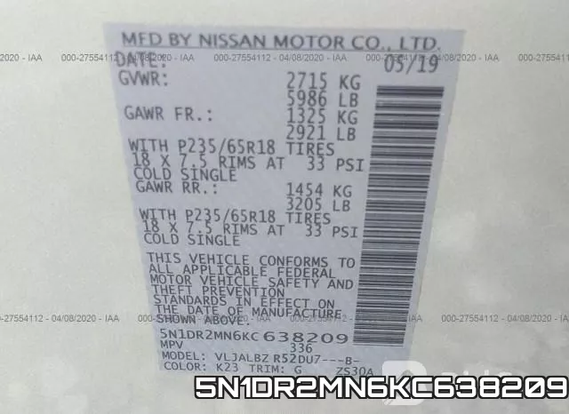 5N1DR2MN6KC638209 фото 10