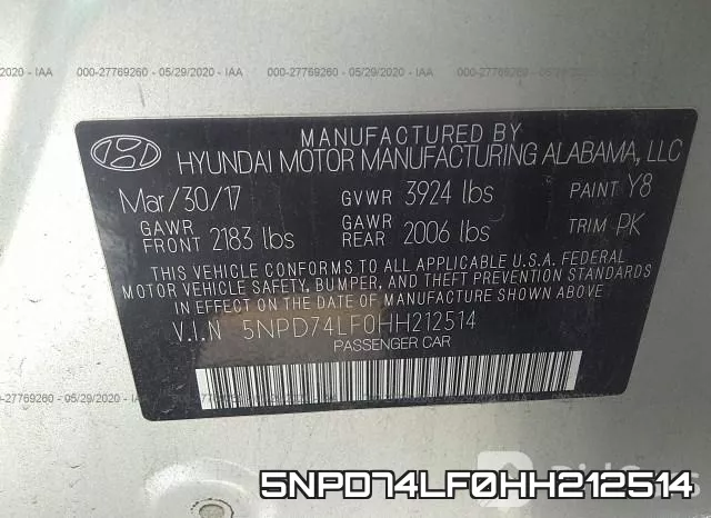 5NPD74LF0HH212514 фото 10