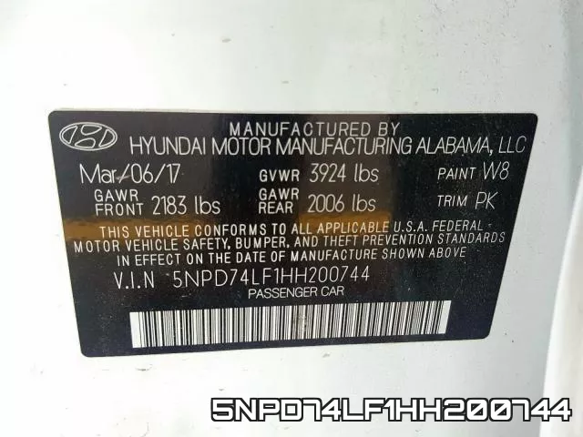 5NPD74LF1HH200744 фото 2