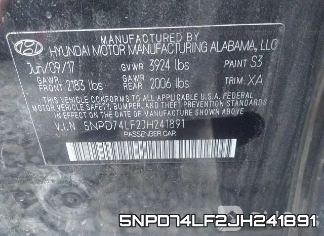 5NPD74LF2JH241891 фото 10