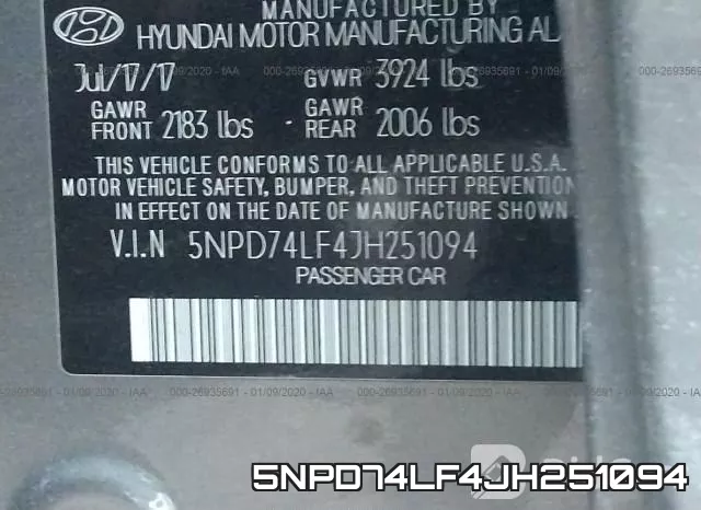 5NPD74LF4JH251094 фото 10