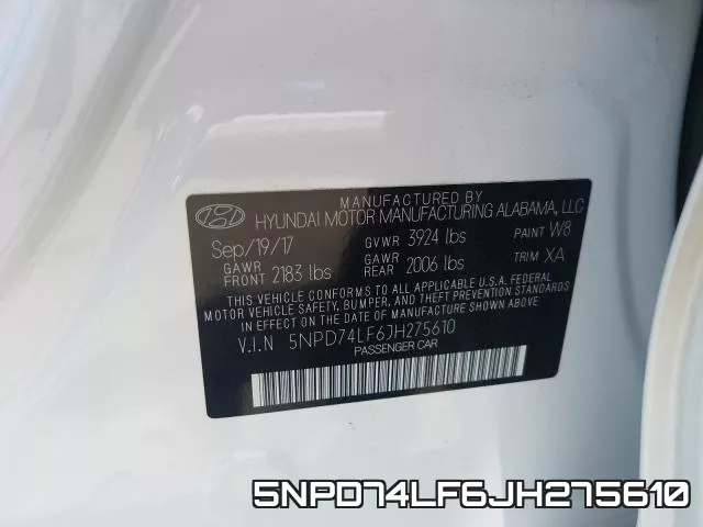 5NPD74LF6JH275610 фото 2