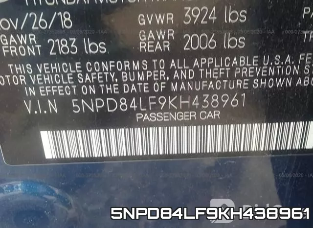 5NPD84LF9KH438961 фото 10