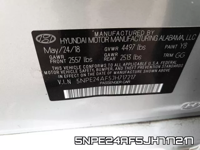 5NPE24AF5JH717217 фото 2