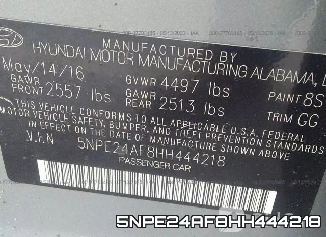 5NPE24AF8HH444218 фото 10