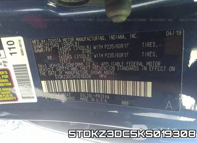 5TDKZ3DC5KS019308 фото 10