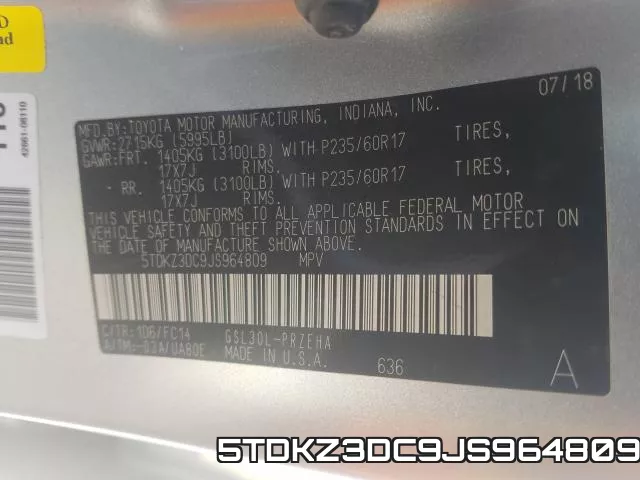 5TDKZ3DC9JS964809 фото 2