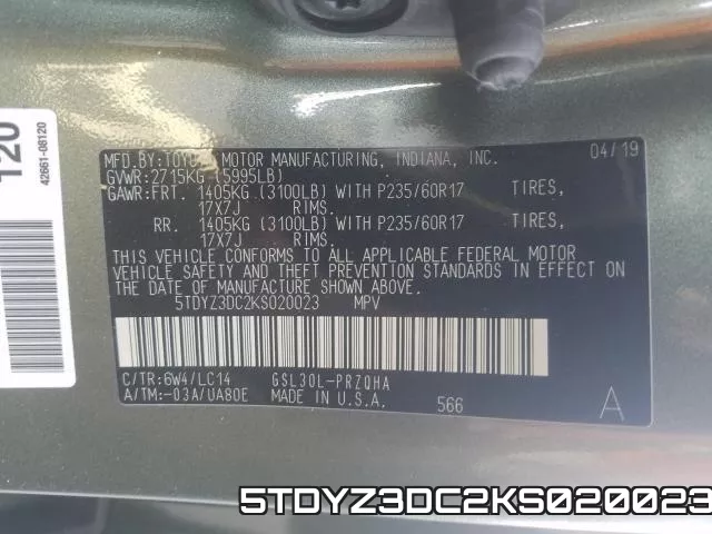 5TDYZ3DC2KS020023 фото 2