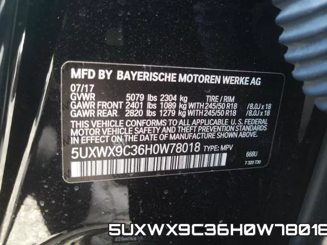5UXWX9C36H0W78018 фото 2