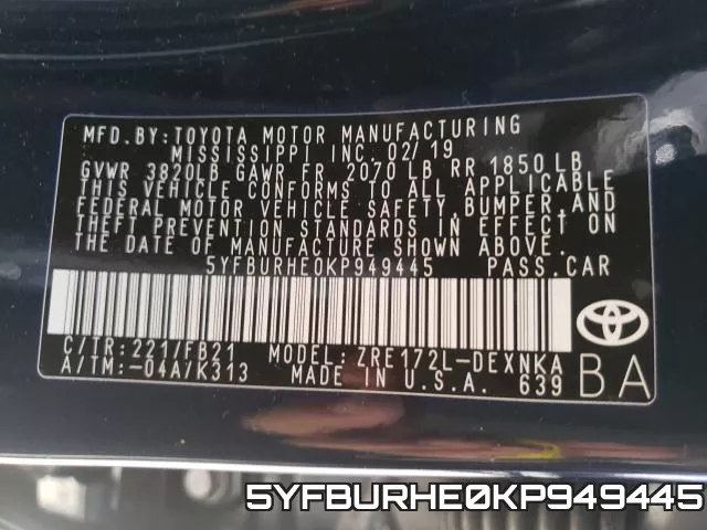 5YFBURHE0KP949445 фото 2