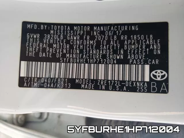 5YFBURHE1HP712004 фото 2