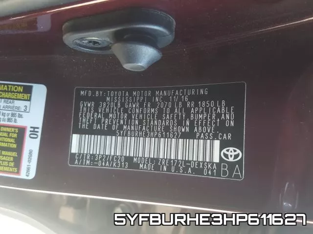 5YFBURHE3HP611627 фото 2