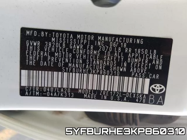 5YFBURHE3KP860310 фото 2