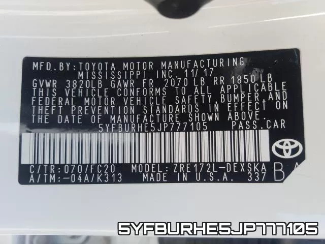 5YFBURHE5JP777105 фото 2