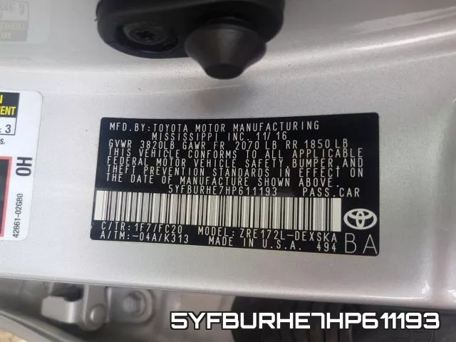 5YFBURHE7HP611193 фото 2