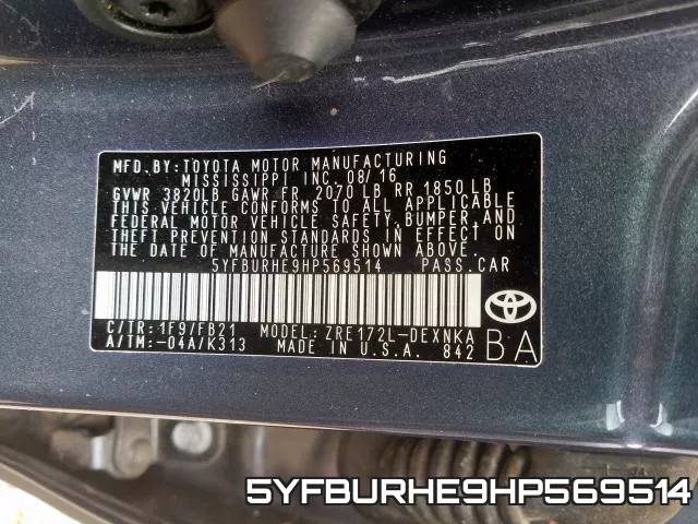 5YFBURHE9HP569514 фото 2