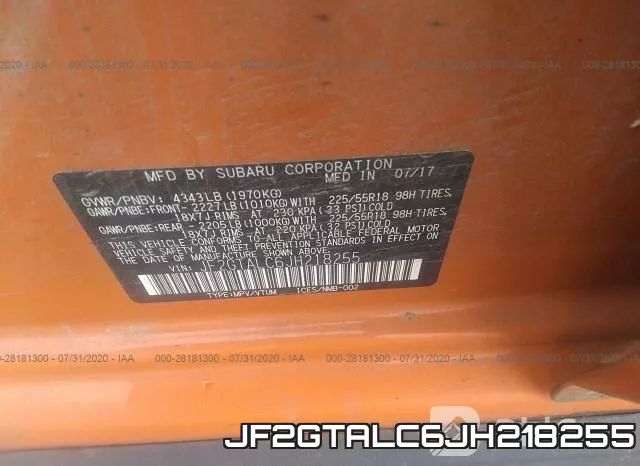 JF2GTALC6JH218255 фото 10